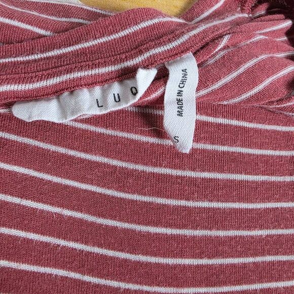 LUQ Womens Striped Front Tie Top Red White S - Picture 5 of 7